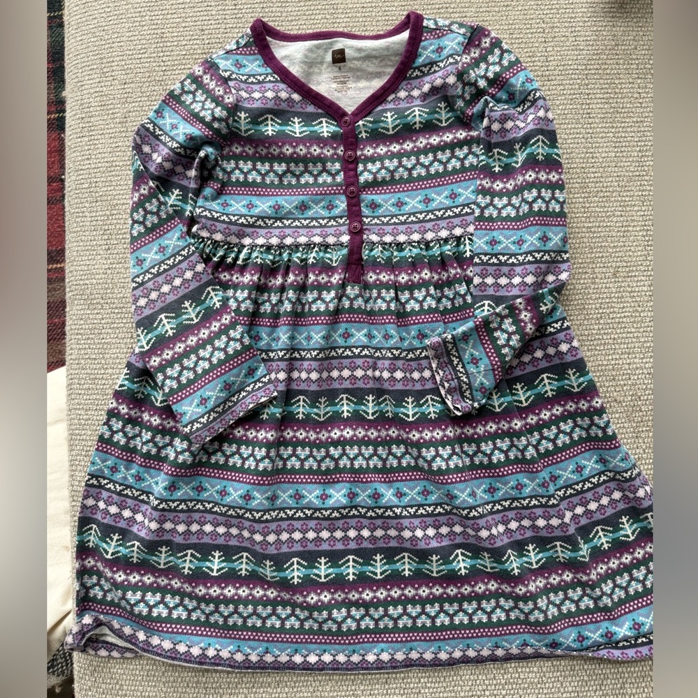 Tea 6 Collection Purple and Green Patterned Cardigan